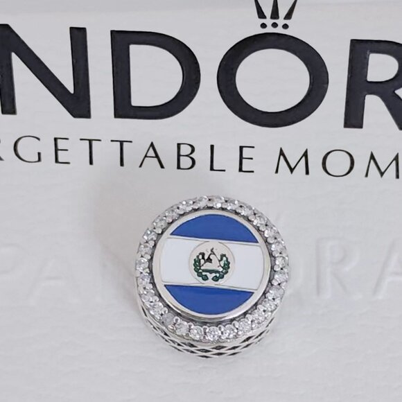 Pandora El Salvador Flag Bead Charm Exclusive Travel Charm S925 Silver with box - Picture 1 of 8